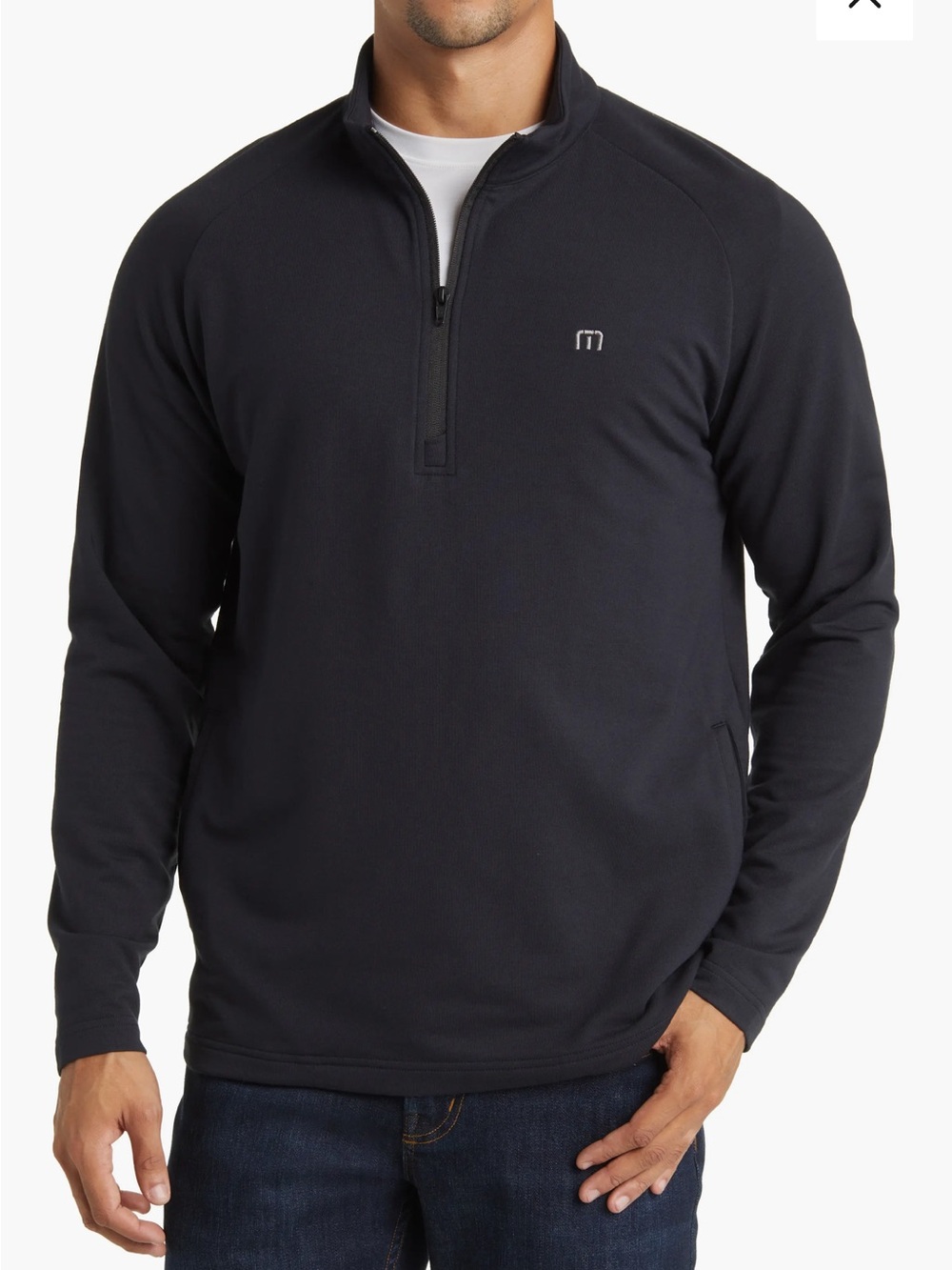 Travis Mathew Men's Black Quarter-Zip Golf Pullover Medium